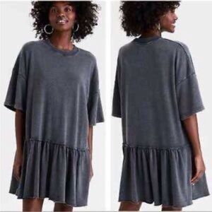 American Eagle T-shirt Dress Oversized Tunic Gray Washed Baggy Knit